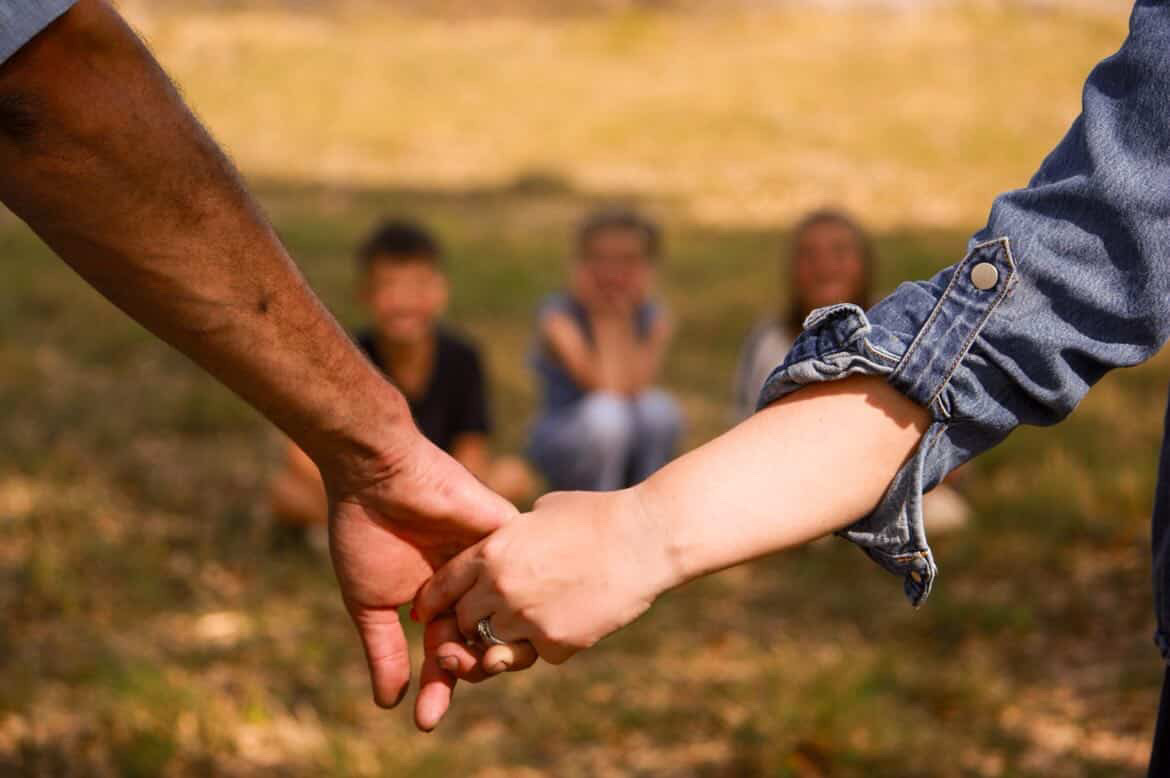 Couple portrait in warm evening light